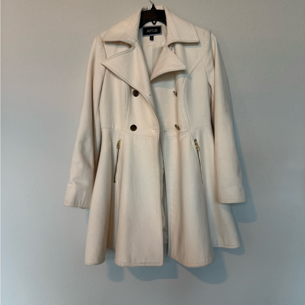 Apt. 9 Cream Double-Breasted Coat - Picture 8 of 14